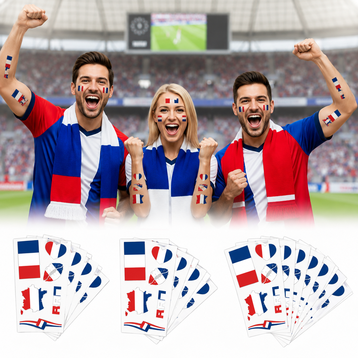 Gesichtsbemalungsaufkleber Wasserdichte Temporäre Tattoos für Veranstaltungen und Sport