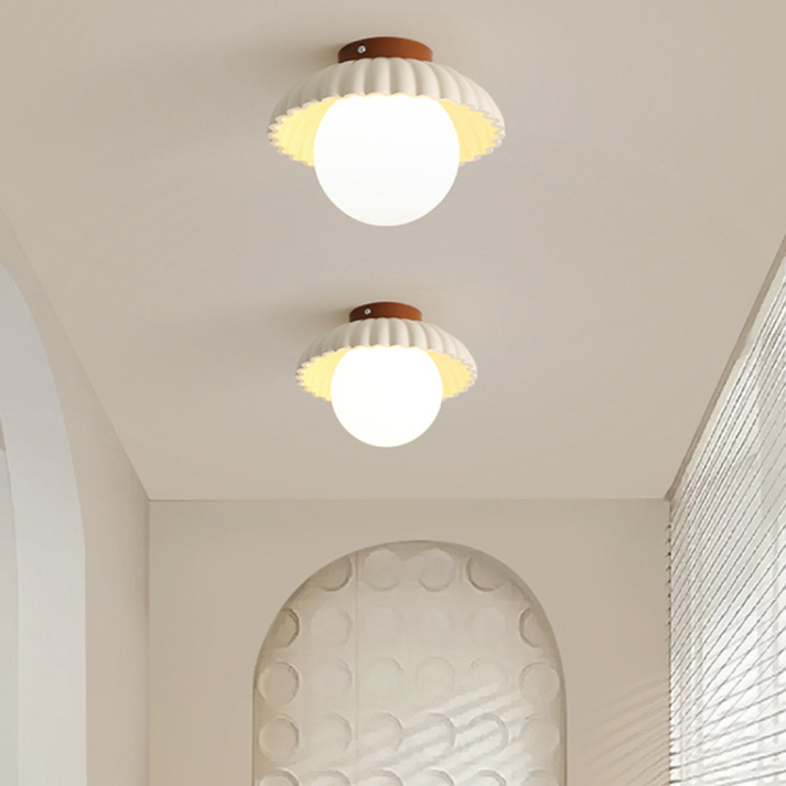 Iron Hallway Ceiling Light | Modern Glass & Metal Flush Mount