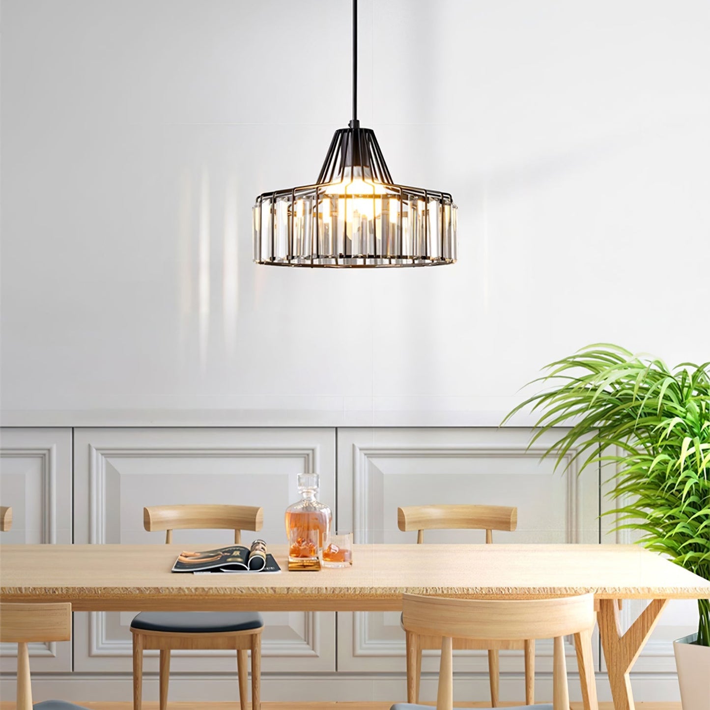 Moderne sort krystalpendel | Elegant hængelampe