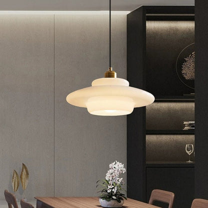 Hvid glaspendel | Moderne mid-century elegance