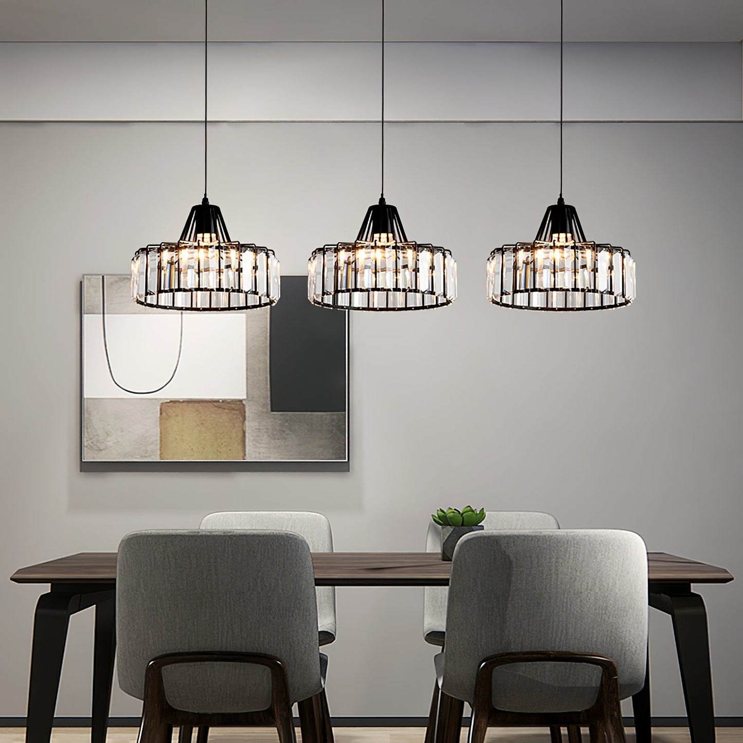 Moderne sort krystalpendel | Elegant hængelampe