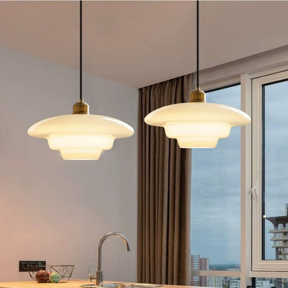 Hvid glaspendel | Moderne mid-century elegance