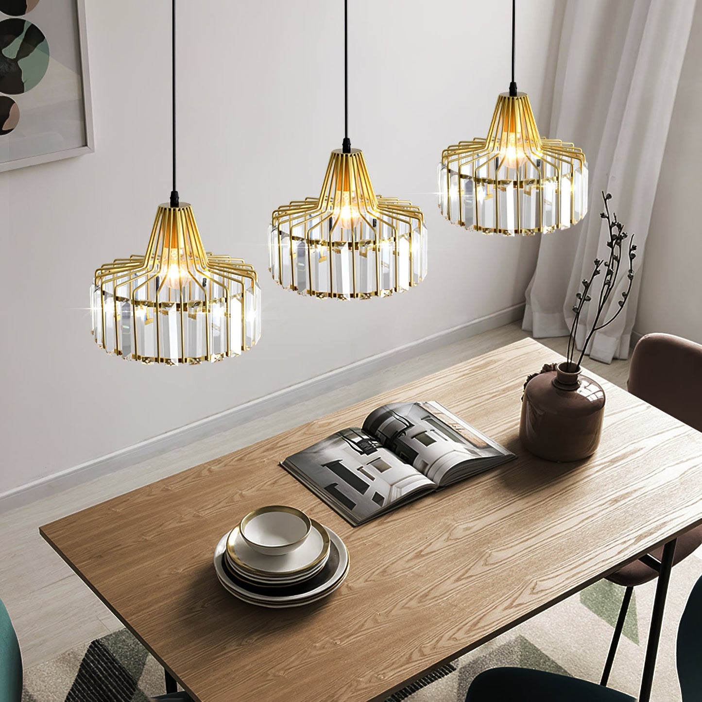 Moderne sort krystalpendel | Elegant hængelampe