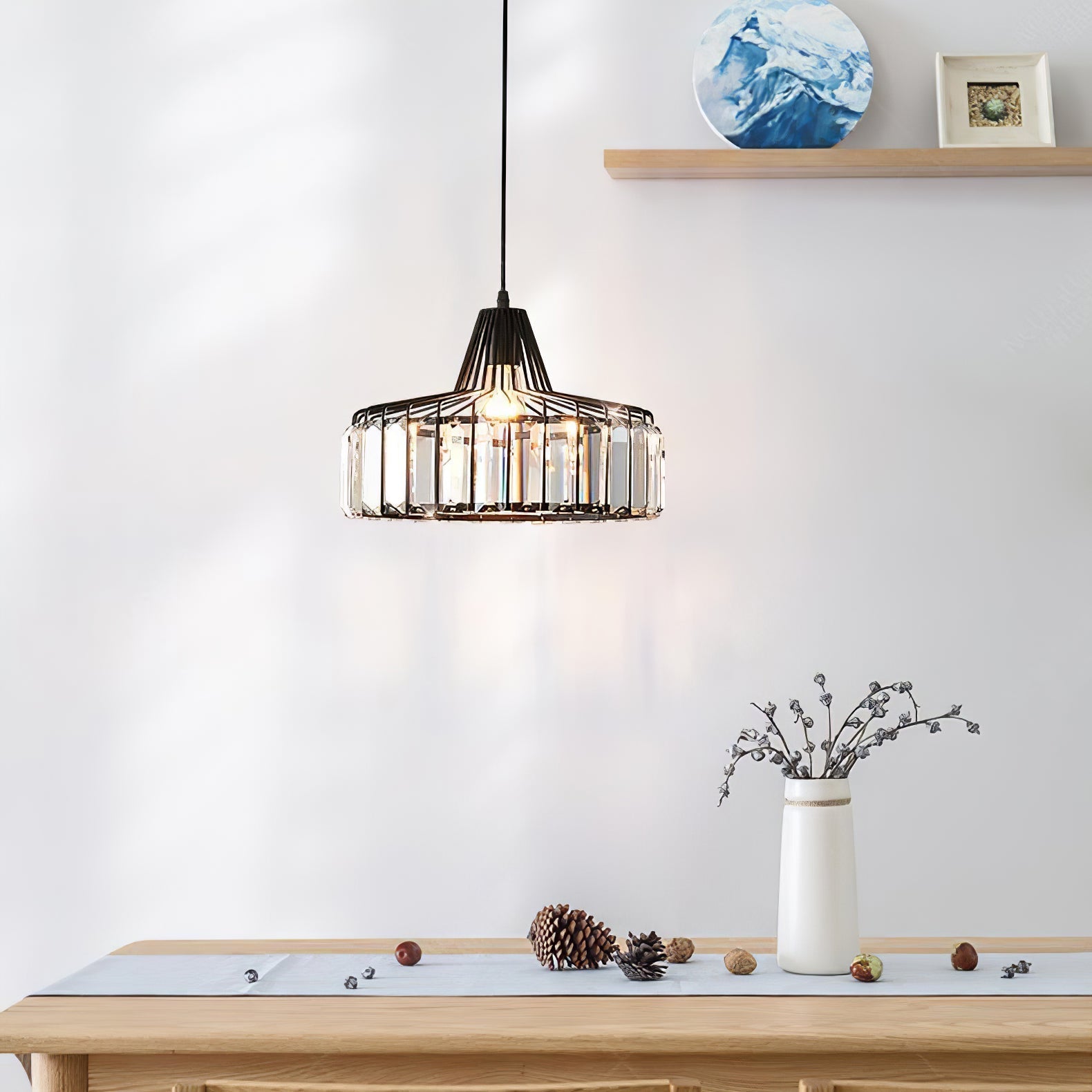 Modern Black Crystal Pendant Light | Elegant Hanging Fixture