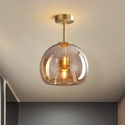 Vintage Bubble Glass Ceiling Light | Retro Amber Glass Pendant