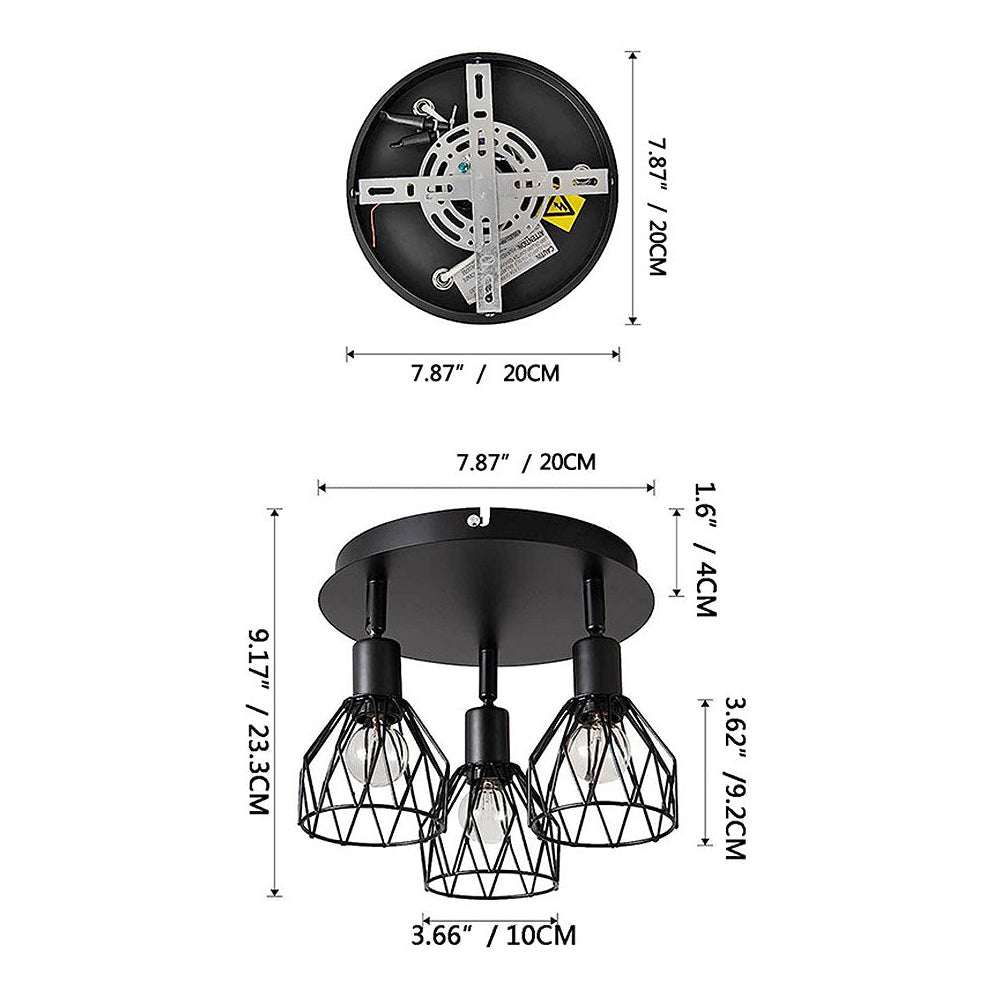Luz de Teto Industrial Ajustável com Foco Preto | Funcionalidade Vintage