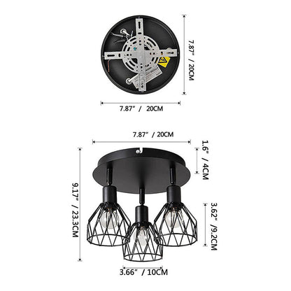Luz de Teto Industrial Ajustável com Foco Preto | Funcionalidade Vintage