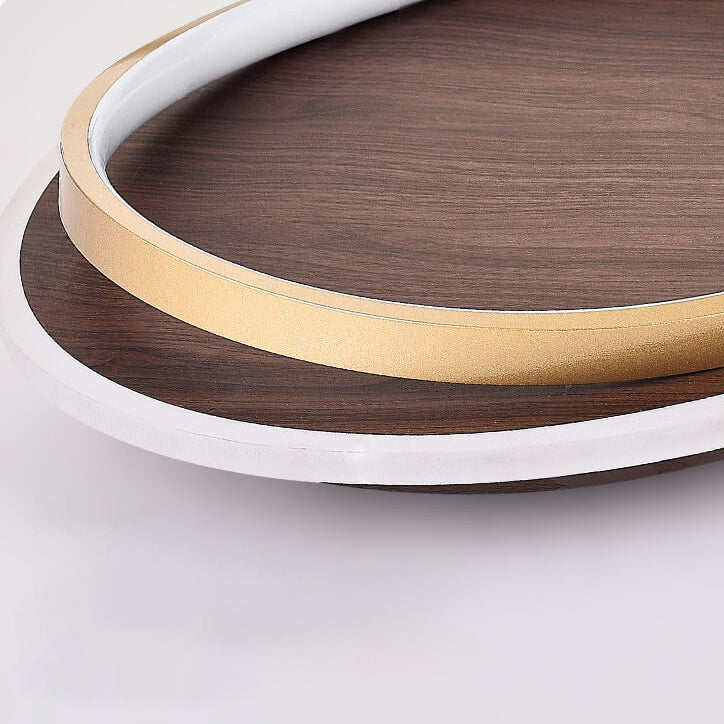 LED Modern Ceiling Lamp | Walnut & Gold Round Design