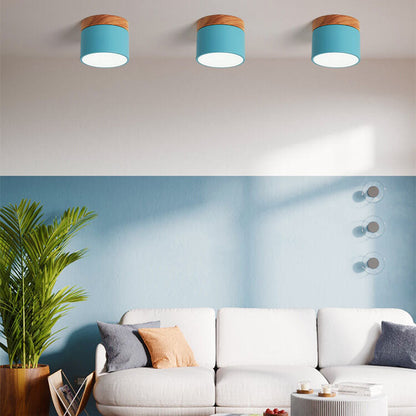 Skandinavisk Macaron LED loftlampe | Trædetalje indbygget montage