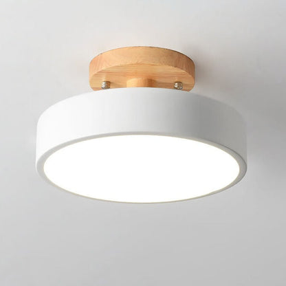 Nordische Holz-Deckenleuchte | Runde moderne Flur- und Balkonlampe