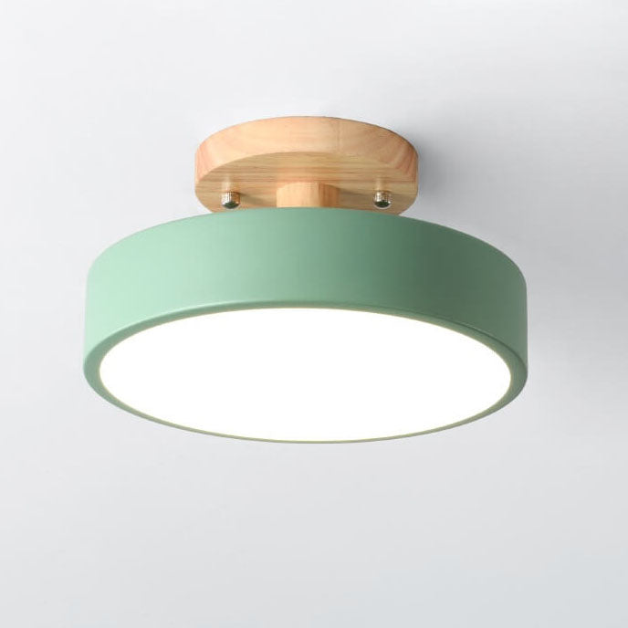 Nordic Wooden Ceiling Light | Round Modern Corridor & Balcony Lamp