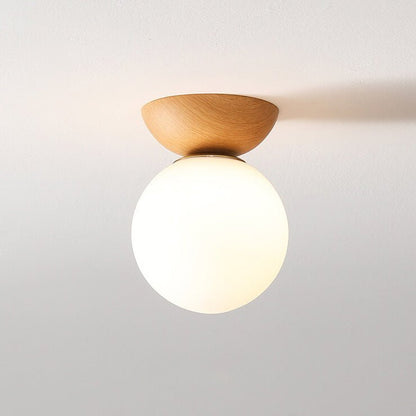 Lampada da soffitto stile giapponese | Design minimalista in legno e vetro
