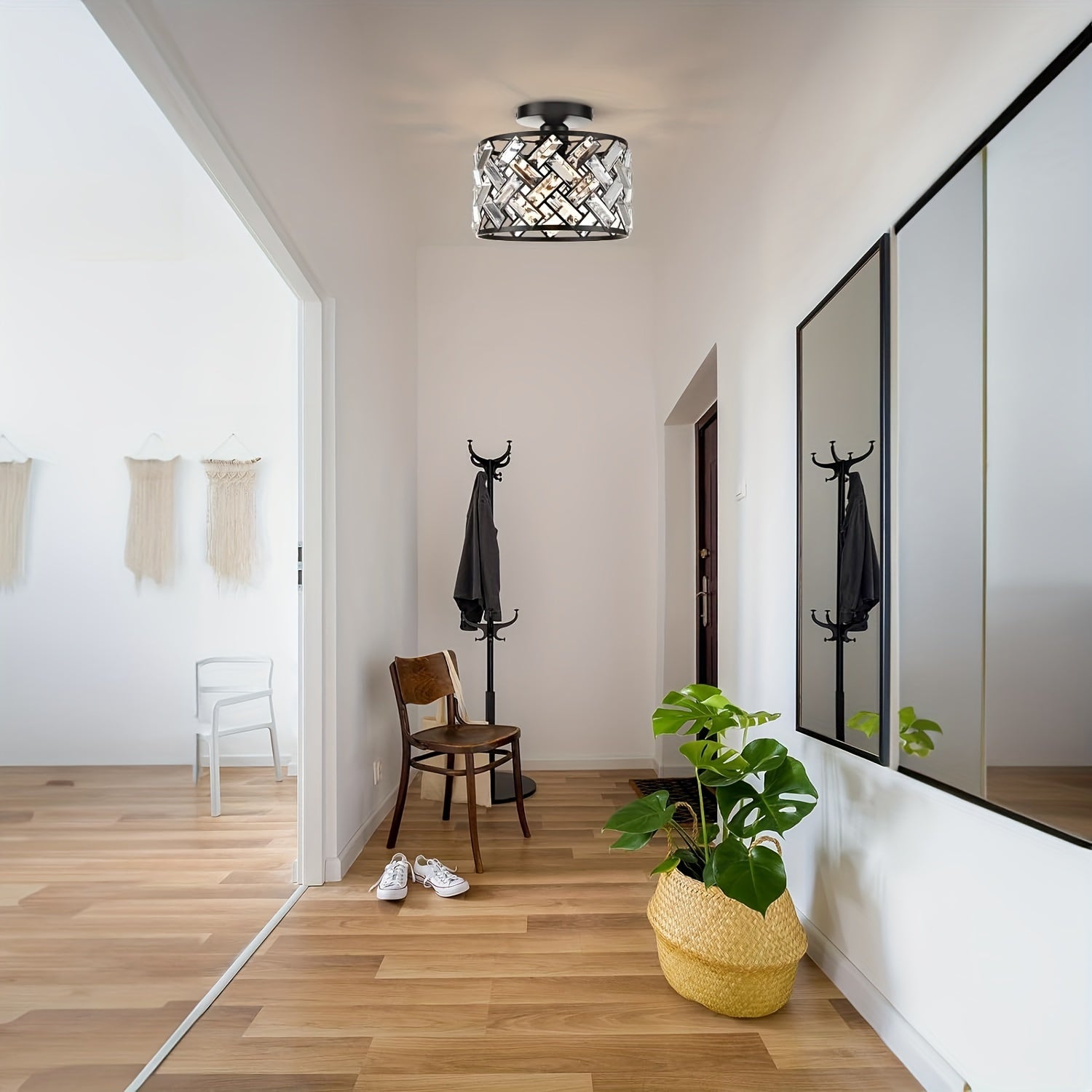 Modern Crystal Semi Flush Mount Ceiling Light | Elegant Decorative Fixture