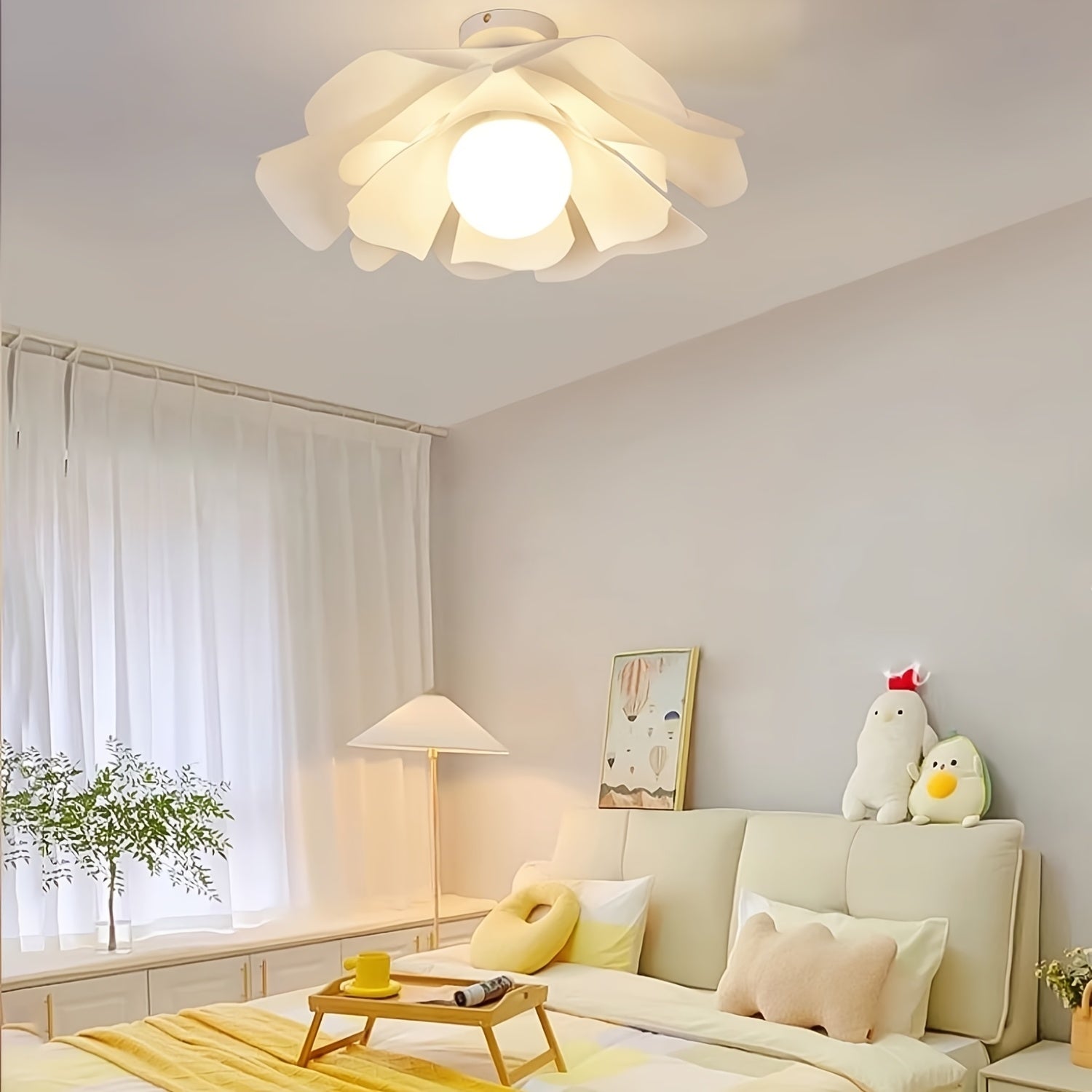 Petal Flower Ceiling Light | Modern Floral Semi Flush Mount Fixture