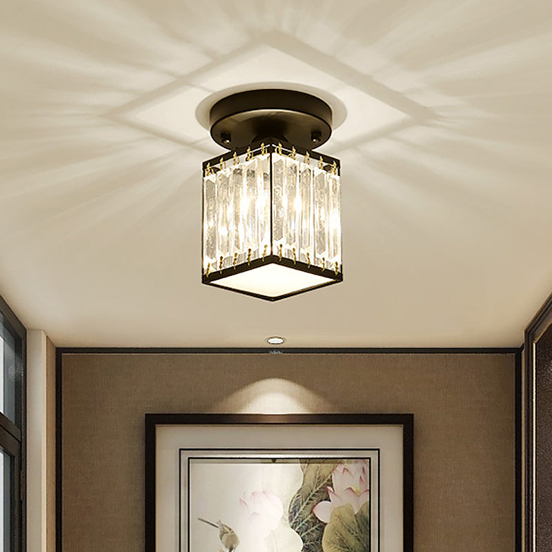 Crystal Foyer Ceiling Light | Modern Semi-Flush Design