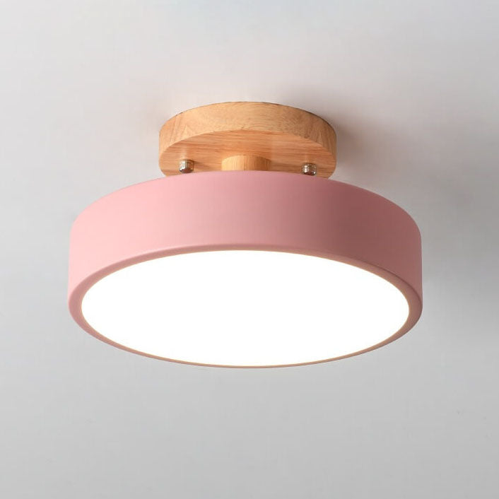 Nordic Wooden Ceiling Light | Round Modern Corridor & Balcony Lamp