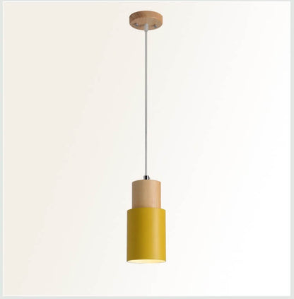 Lampada a sospensione cilindrica Macaron Nordic | Design moderno in legno e metallo