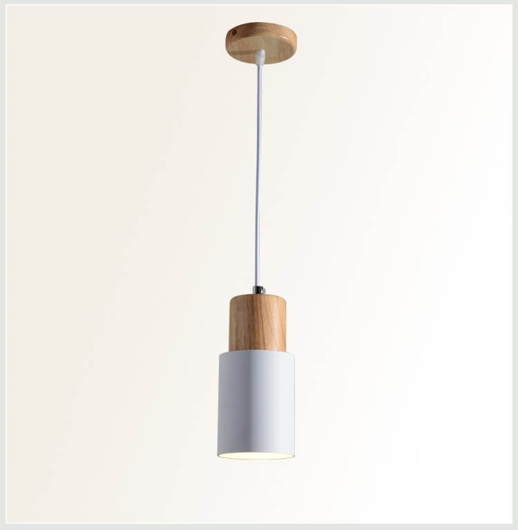 Lampada a sospensione cilindrica Macaron Nordic | Design moderno in legno e metallo