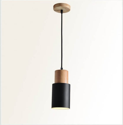 Lampada a sospensione cilindrica Macaron Nordic | Design moderno in legno e metallo