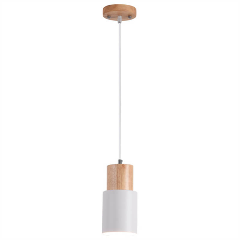 Lampada a sospensione cilindrica Macaron Nordic | Design moderno in legno e metallo