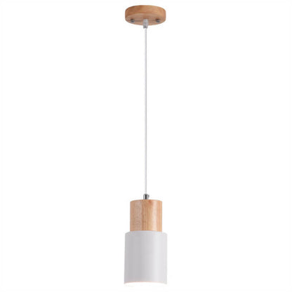Lampada a sospensione cilindrica Macaron Nordic | Design moderno in legno e metallo