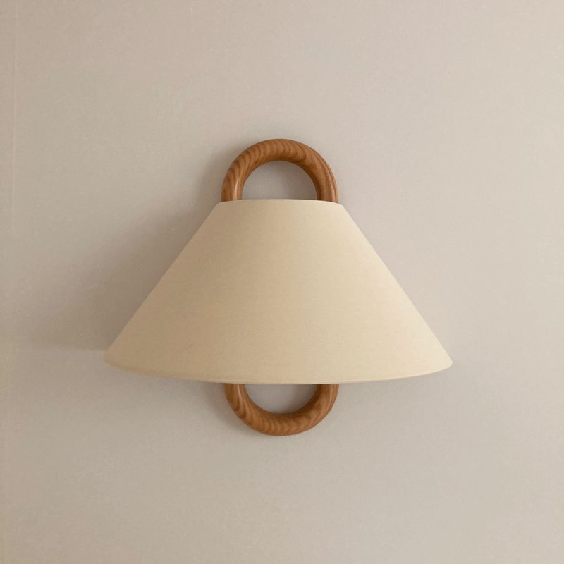 Nordic Wooden Wall Lamp | Minimalist Fabric Shade Sconce