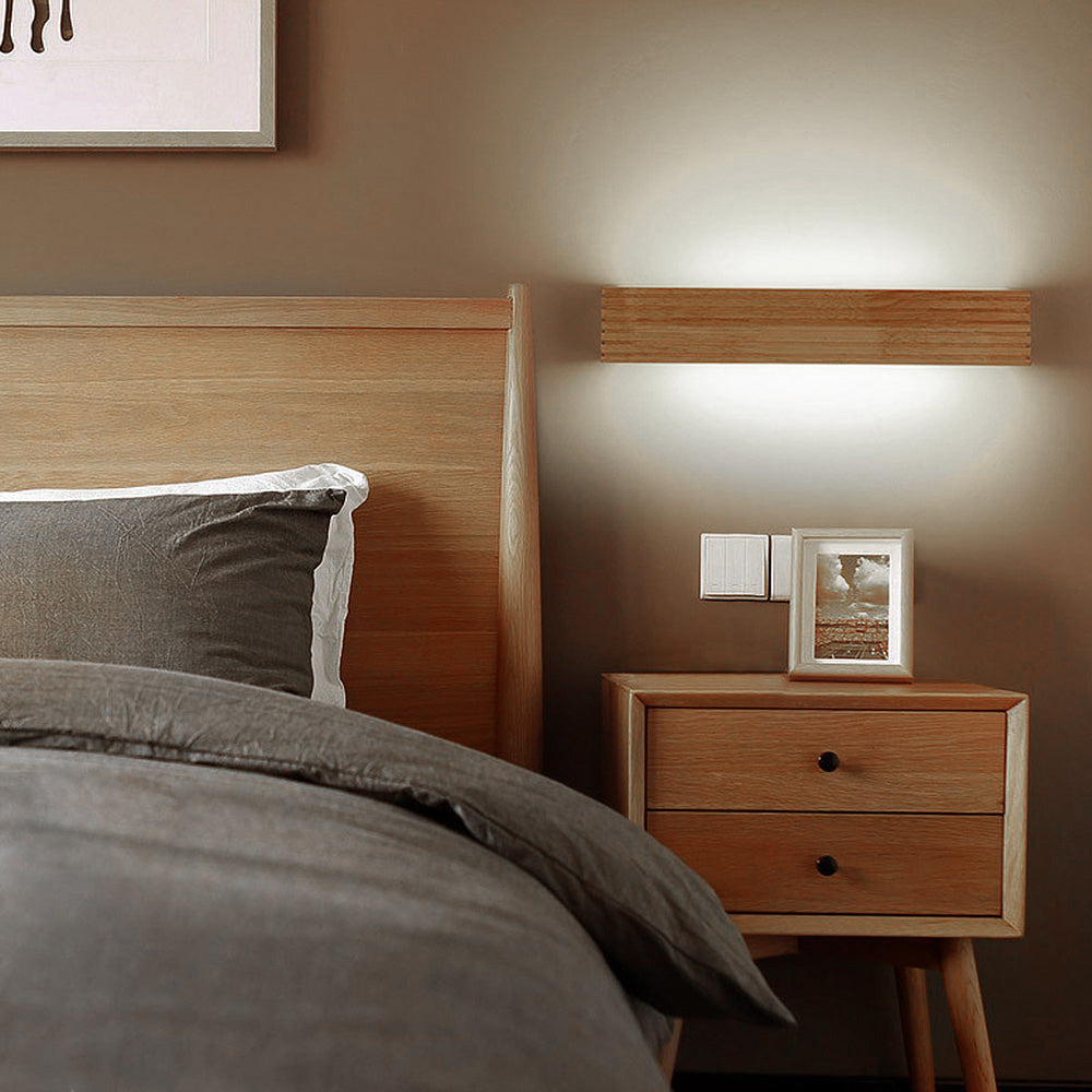 Modern Wooden LED Wall Lamp | Minimalist Bedroom & Living Room Lighting