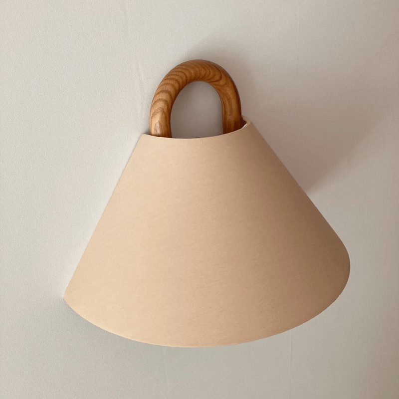 Nordic Wooden Wall Lamp | Minimalist Fabric Shade Sconce