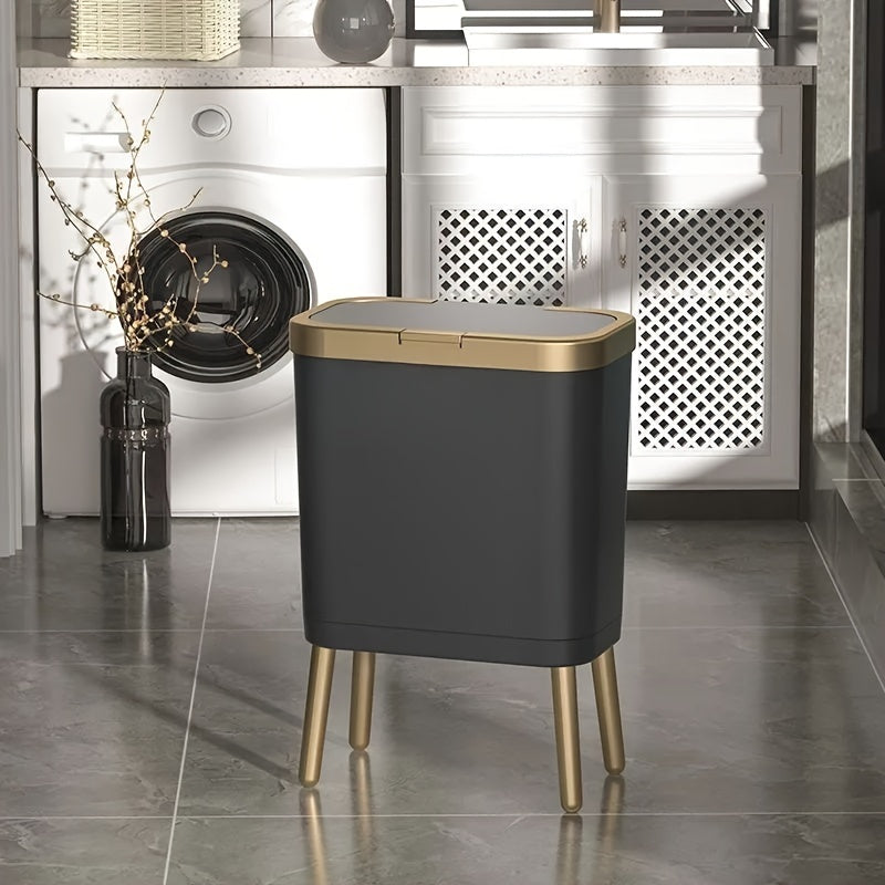 Coș de gunoi modern de 15L cu picioare ridicate | Coș elegant pentru bucătărie, living și baie