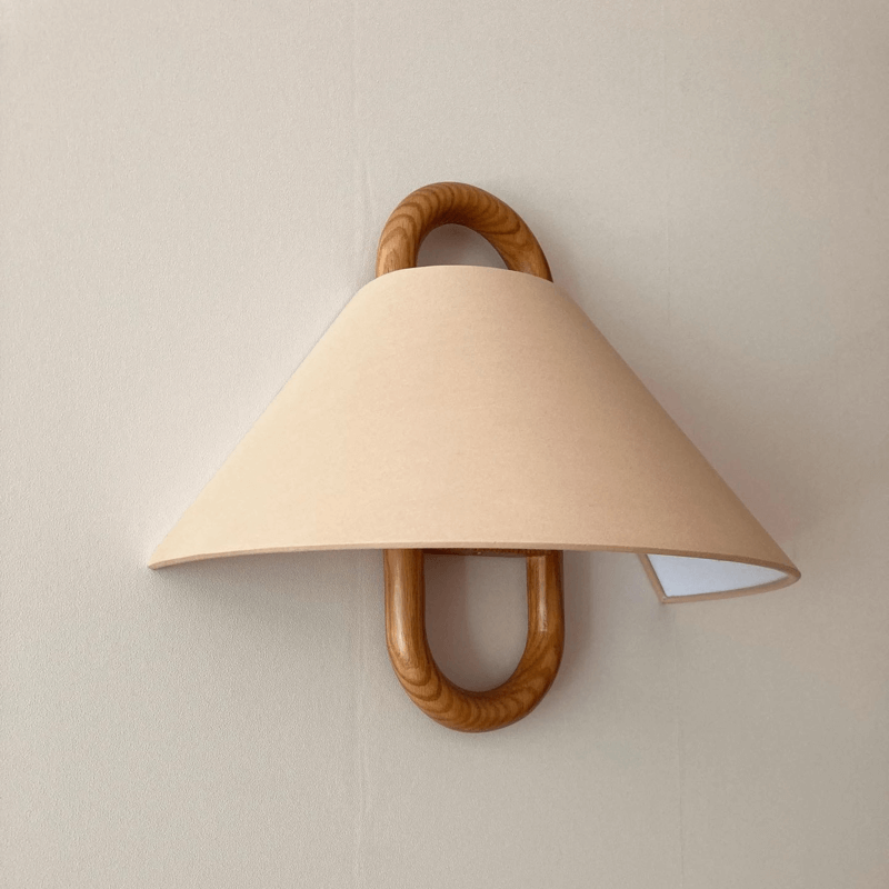 Nordic Wooden Wall Lamp | Minimalist Fabric Shade Sconce