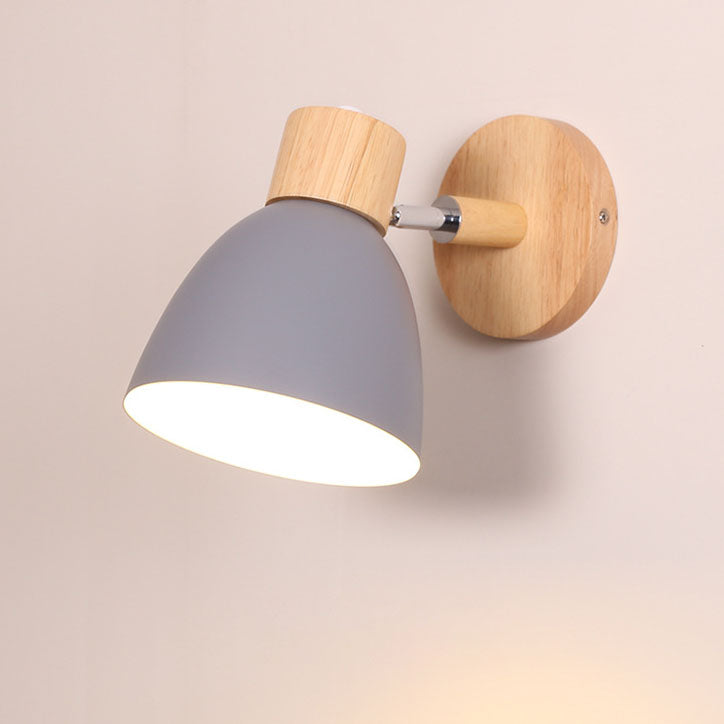 Modern Minimalist Wall Sconce | Wood & Iron Macaron Lamp