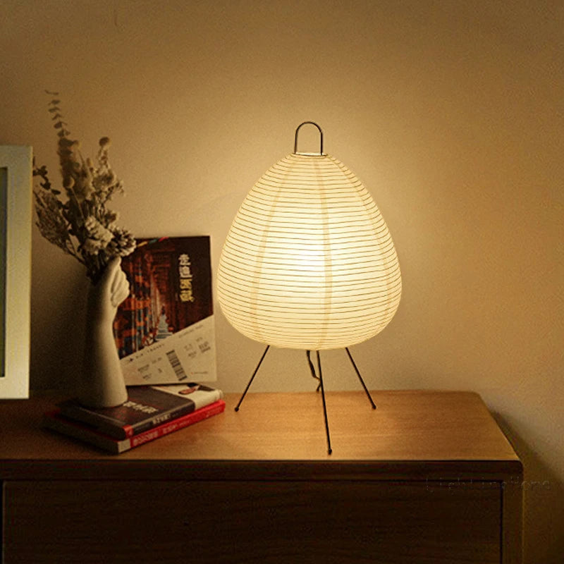 Lampă de masă din hârtie de orez japoneză | Iluminat minimalist Zen