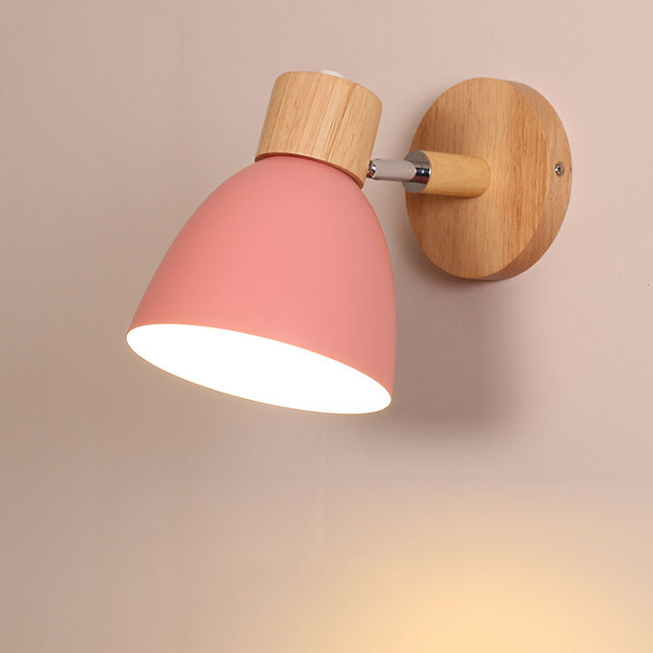Modern Minimalist Wall Sconce | Wood & Iron Macaron Lamp