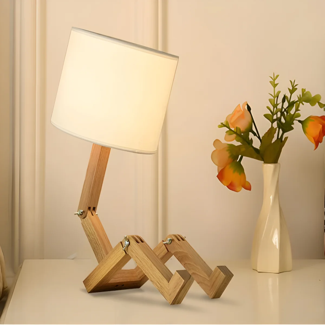 Candeeiro de Mesa Rilna | Luz de Design Flexível em Madeira
