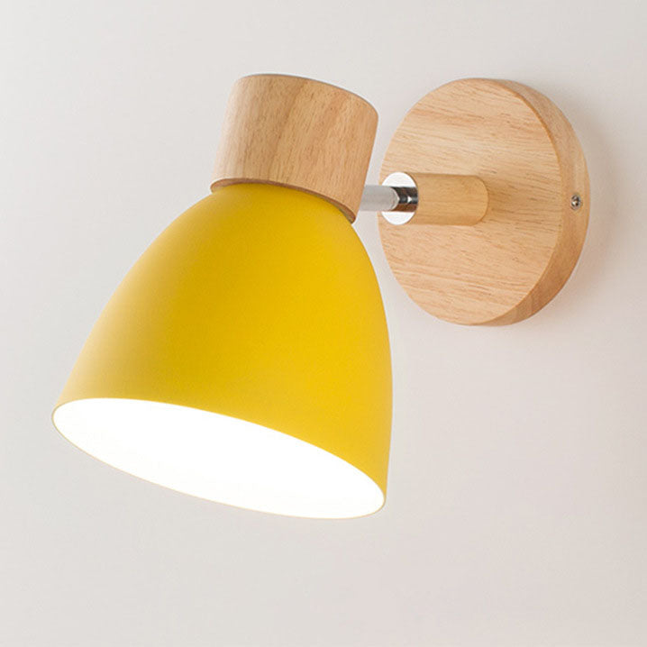 Modern Minimalist Wall Sconce | Wood & Iron Macaron Lamp