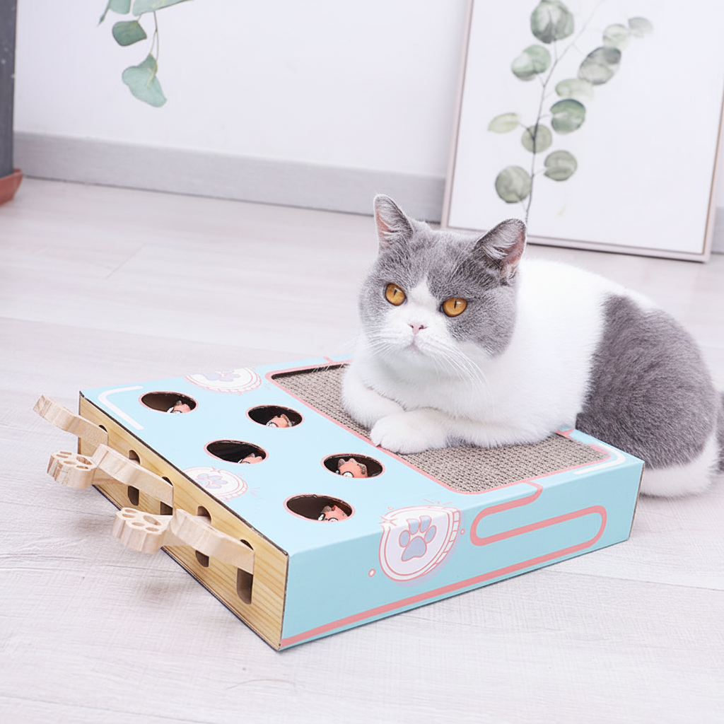 Cat Scratcher Puzzle Box Interactive Toy Scratching Board – DecorsDeluxe