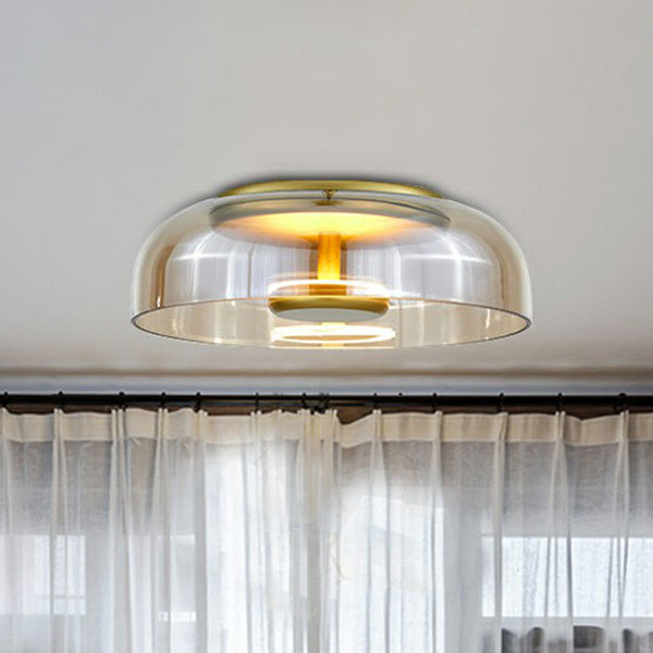 Lampada da soffitto LED in vetro | Finitura moderna ambra e grigio fumo