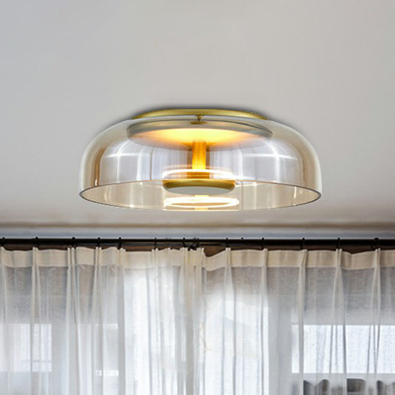 Glass LED Ceiling Light | Modern Amber & Smoke Grey Finish