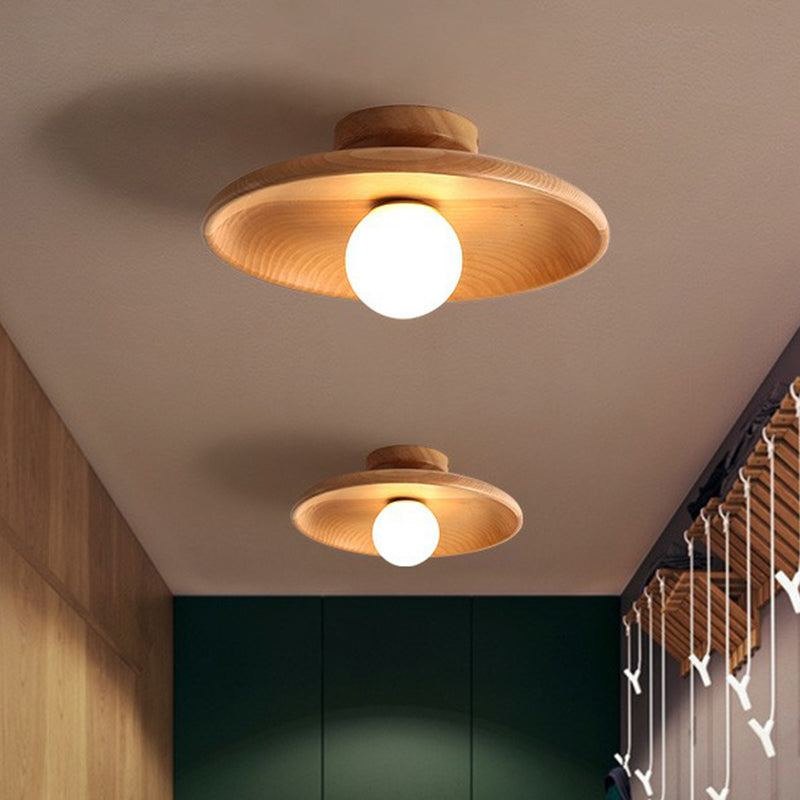 Lámpara de Techo Moderna de Madera | Montaje Semi-Empotrado Minimalista