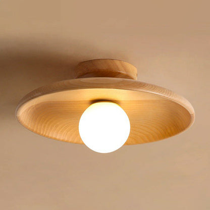 Lámpara de Techo Moderna de Madera | Montaje Semi-Empotrado Minimalista