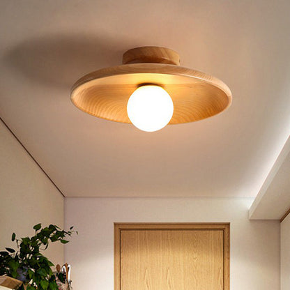Lámpara de Techo Moderna de Madera | Montaje Semi-Empotrado Minimalista