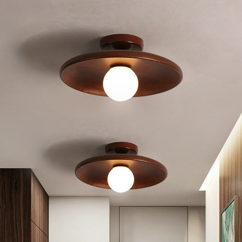 Lámpara de Techo Moderna de Madera | Montaje Semi-Empotrado Minimalista