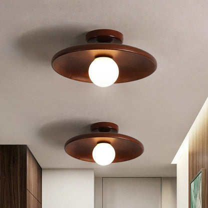 Lámpara de Techo Moderna de Madera | Montaje Semi-Empotrado Minimalista