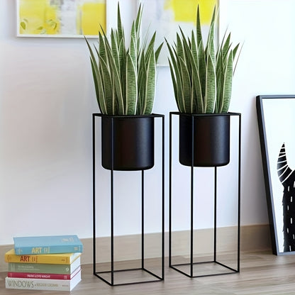 Metal indendørs planteholder | Moderne sort rektangulær planteholder