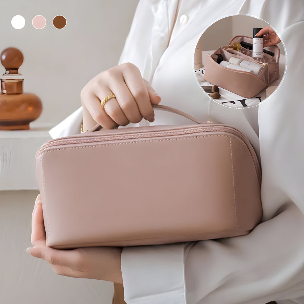Borsa per trucchi Organizzatore da viaggio Custodia cosmetica in pelle sintetica Grande capacità
