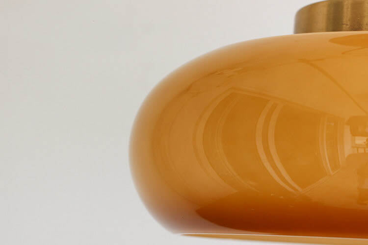 Vintage Brass Yellow Glass Ceiling Light | Semi-Flush Mount