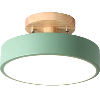 Nordische Holz-Deckenleuchte | Runde moderne Flur- und Balkonlampe