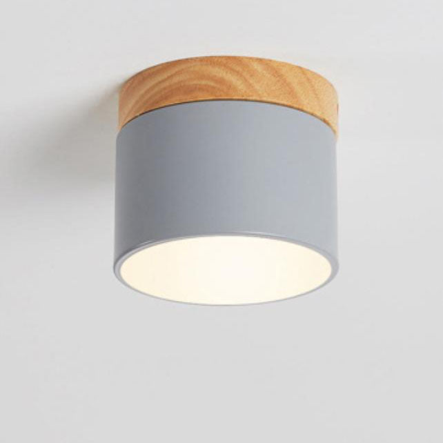Scandinavian Macaron LED Ceiling Light | Wooden Accent Flush Mount