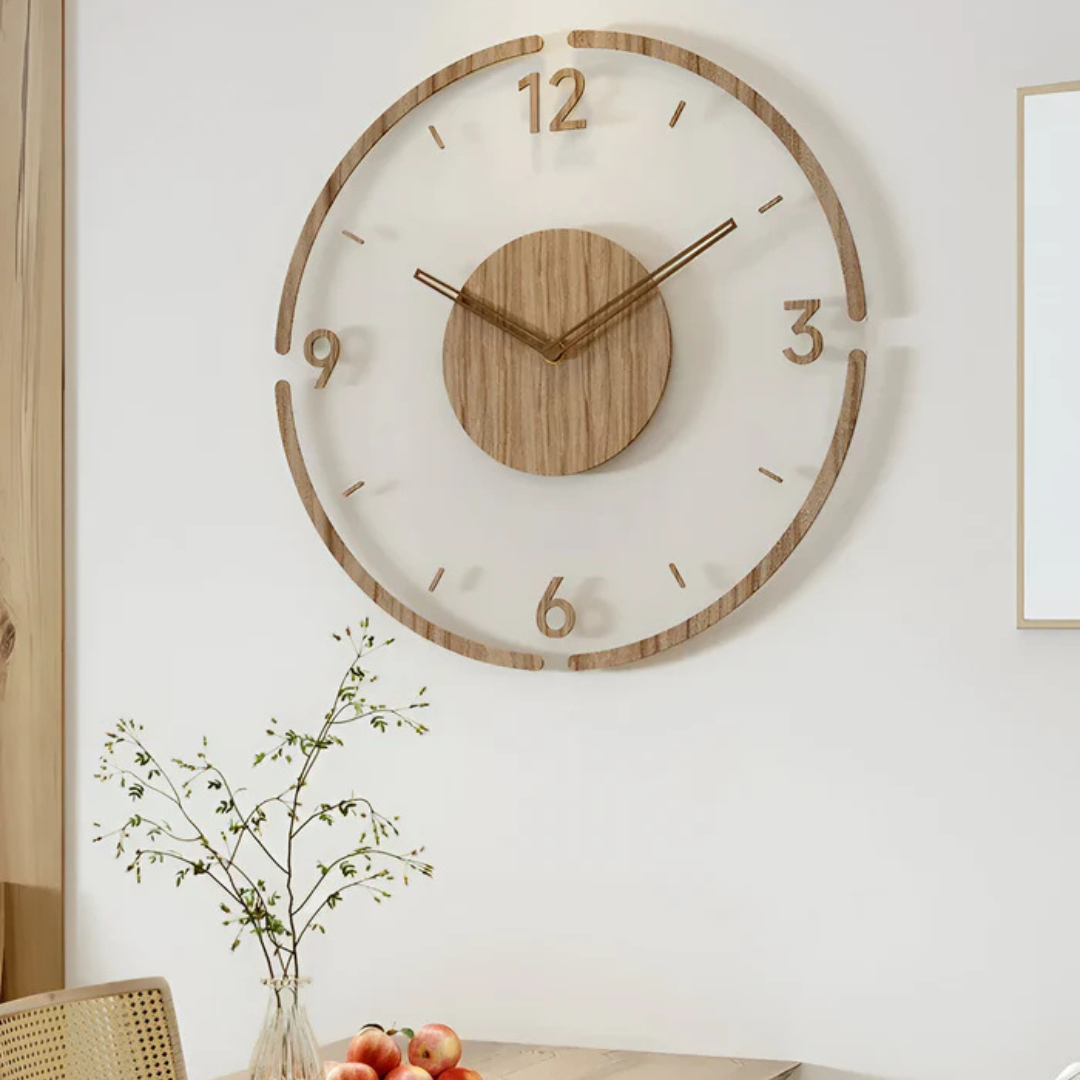 Nordic Wood Wall Clock | Silent Quartz Movement