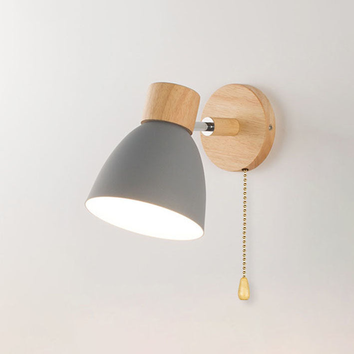 Modern Minimalist Wall Sconce | Wood & Iron Macaron Lamp
